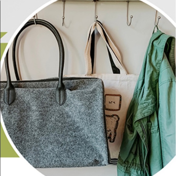 🆕 Travel Duffel Bag Tote GREY Wool Felt - Picture 14 of 16